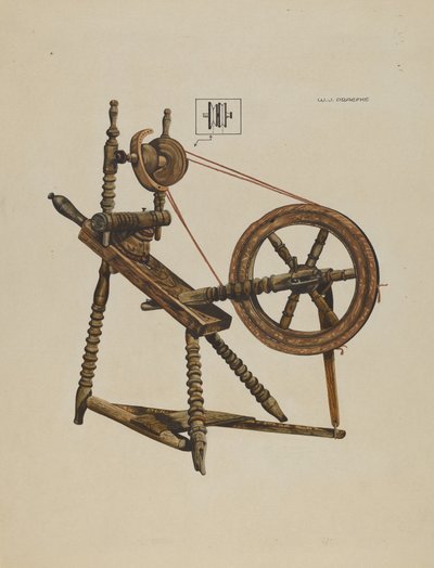 Toy Spinning Wheel by Walter Praefke