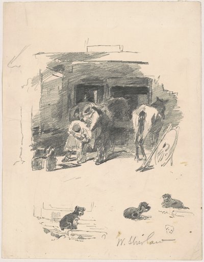 Men Shoeing a Horse by Walter Shirlaw