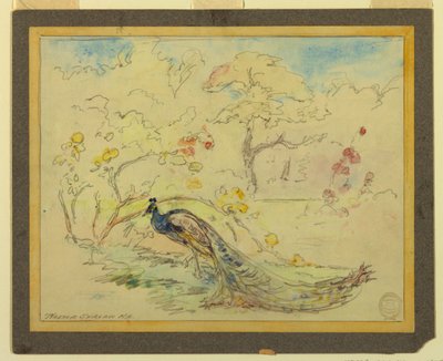 Peacock in a Garden by Walter Shirlaw