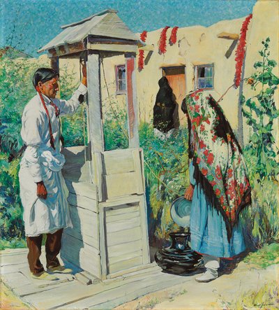 A Pueblo Well Scene by Walter Ufer