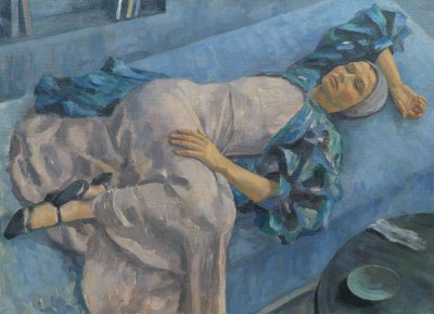 Grete Gamerith on Blue Couch by Walther Gamerith