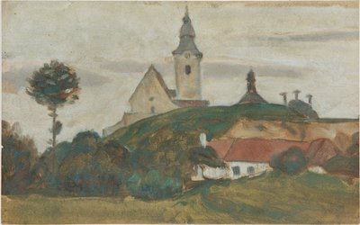 Landscape with Church and Village by Walther Gamerith