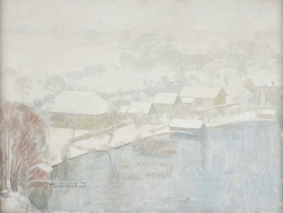Winter Landscape by the Lake by Walther Gamerith
