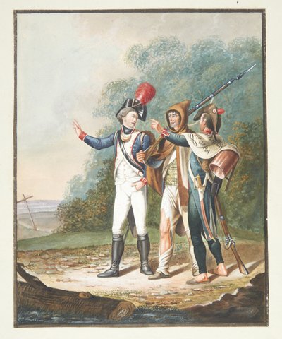 Three French Soldiers on a Road by Wanner von Schafterhausen