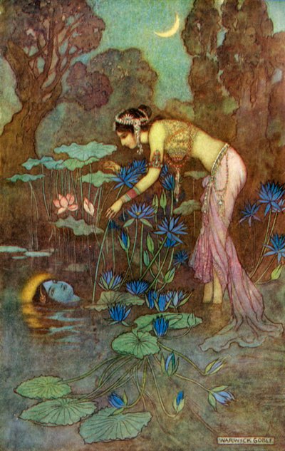 Sita Finds Rama Among Lotus Blooms, 1913 by Warwick Goble