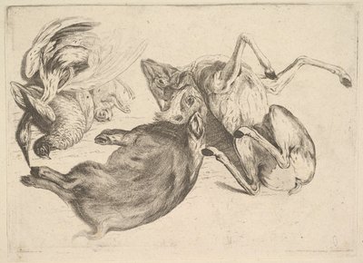 Boar, Deer, Heron and Other Game by Wenceslaus Hollar