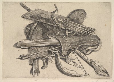 Bows, Quivers and a Spear by Wenceslaus Hollar