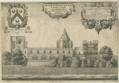 Burton-upon-Trent Abbey, copper-plate engraving, 1661 by Wenceslaus Hollar