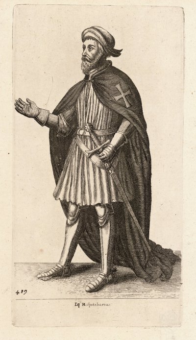 Eq. Hospitaliarius (State 2) by Wenceslaus Hollar
