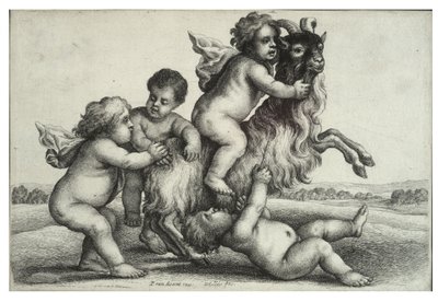 Four small boys and a goat by Wenceslaus Hollar