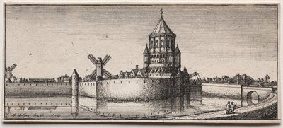 Moated Town Gate by Wenceslaus Hollar