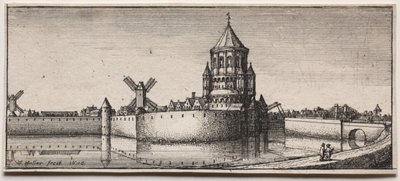 Moated Town Gate by Wenceslaus Hollar