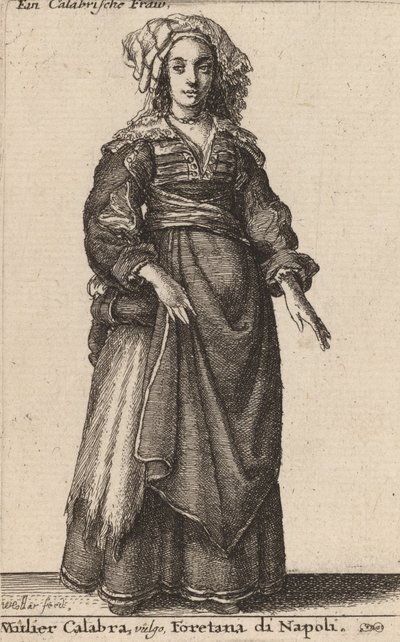Mulier Calabra, Vulgo, Foretana di Napoli by Wenceslaus Hollar