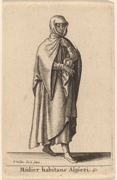 Woman Living in Algiers by Wenceslaus Hollar