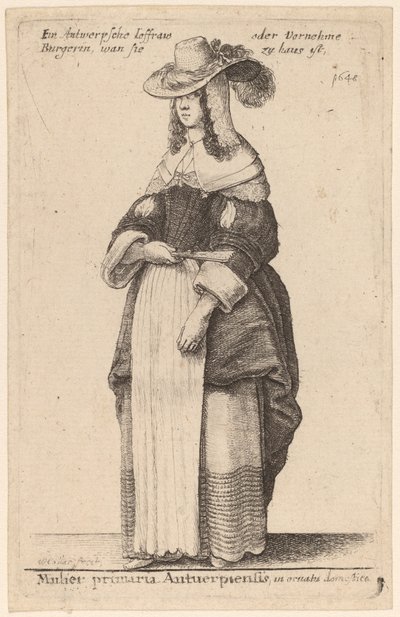 Primary Antwerp Woman in Domestic Attire by Wenceslaus Hollar