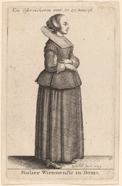 Viennese Woman at Home by Wenceslaus Hollar