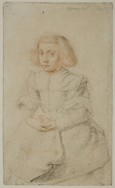 Study of a Seated Girl, 1635 by Wenceslaus Hollar