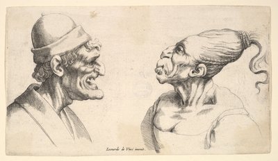 Two Deformed Heads by Wenceslaus Hollar