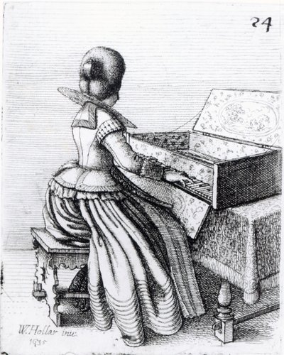 Woman Playing at a Keyboard, 1635 by Wenceslaus Hollar