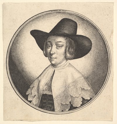 Woman with Broad Brimmed Hat by Wenceslaus Hollar