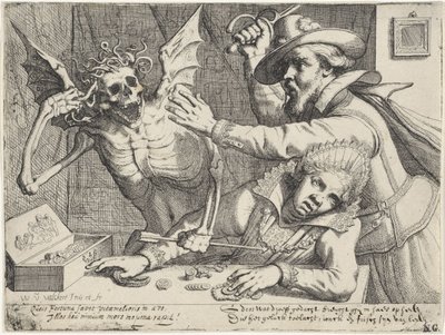 Young Couple and Death by Werner van den Valckert