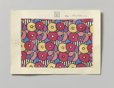 Sample with printed silk, design Strohblume by Wiener Werkstätte