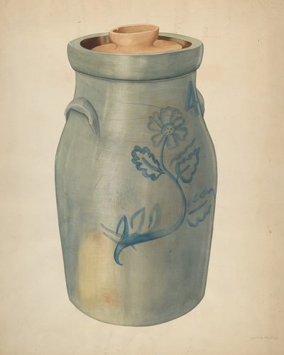 Earthenware Butter Churn by Wilbur M Rice