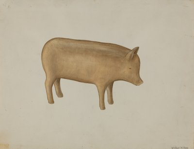 Wooden Pig by Wilbur M Rice