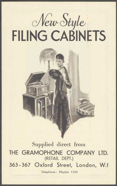 The Gramophone Company Filing Cabinets by Wilfred Fryer, Curtis Advertising Agency