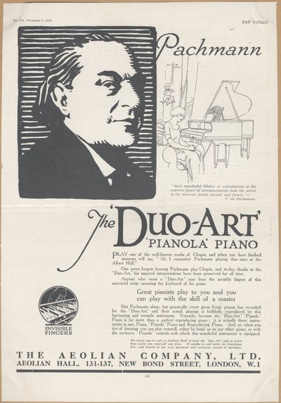 Aeolian Company Pianolas by Wilfred Fryer