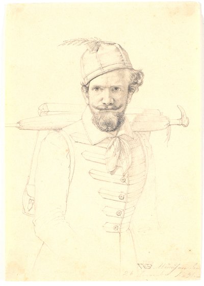Self-Portrait with Knapsack by Wilhelm Bendz
