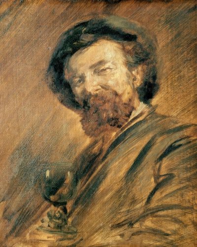 Self-Portrait with Wine Glass by Wilhelm Busch