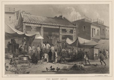 Fish Market Canton, 1855 by Wilhelm Joseph Heine
