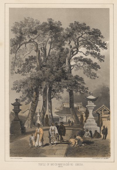Temple of Hat-Chi-Man-Ya-Chu-Ro, Simoda (Sintoo) by Wilhelm Joseph Heine