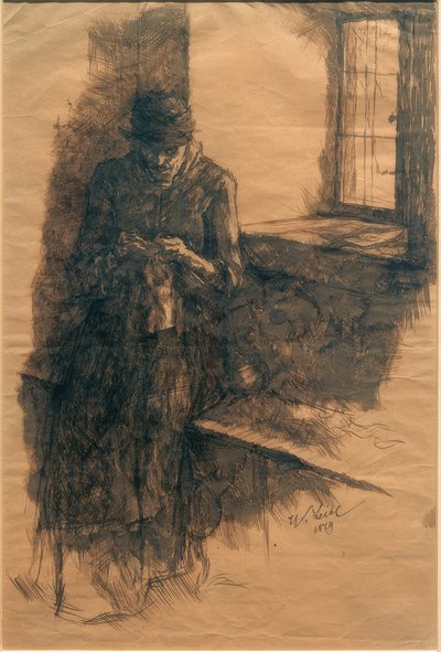 Old Peasant Woman, Knitting by Wilhelm Maria Hubertus Leibl