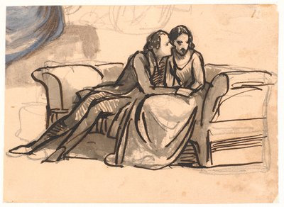 A Couple Sitting on a Sofa by Wilhelm Marstrand