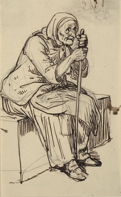Seated Old Woman by Wilhelm Marstrand