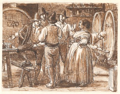 The Wine is Tasted in the Cellar by Wilhelm Marstrand