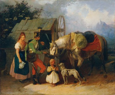 Hussar at the Fountain by Wilhelm Richter