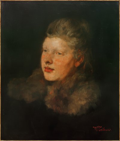 Blonde with Fur by Wilhelm Trübner