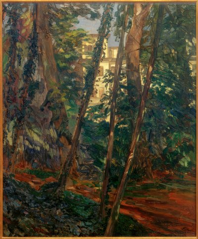 Hemsbach Castle Behind Trees by Wilhelm Trübner