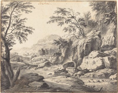 Classical Landscape with a Waterfall by Wilhelm von Bemmel