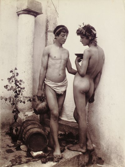 Two young men in classical pose by Baron Wilhelm von Gloeden