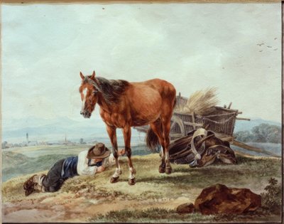 Sleeping Farm Boy with Horse by Wilhelm von Kobell