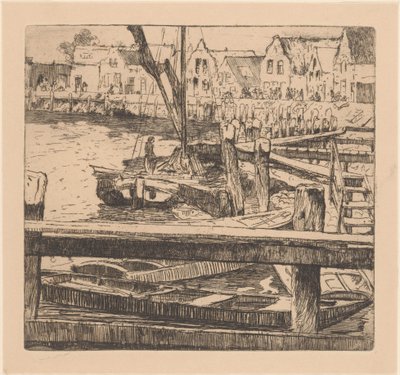 Harbor of Volendam by Willem Adrianus Grondhout