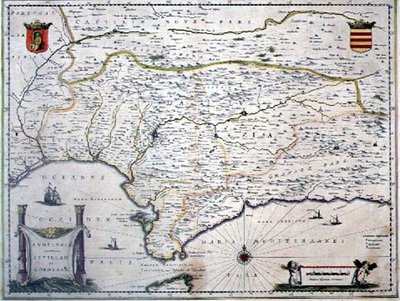 Map of Andalusia, Spain by Willem Blaeu