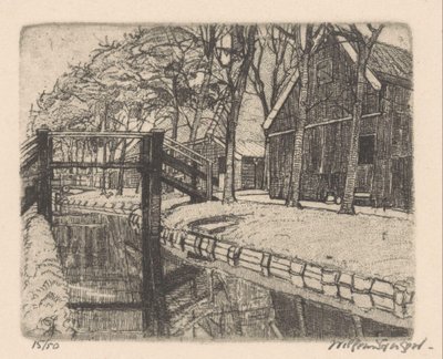 Bridge in Assendelft by Willem Jansen (graveur) (signed by artist)