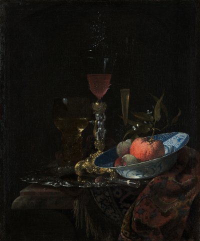 Wineglass and a Bowl of Fruit by Willem Kalf