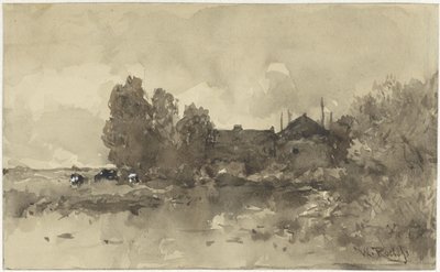 Landscape with Farmhouse by Willem Roelofs (I)