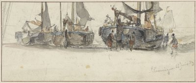 Fishing Boats on the Beach of Scheveningen by Willem Roelofs (I)